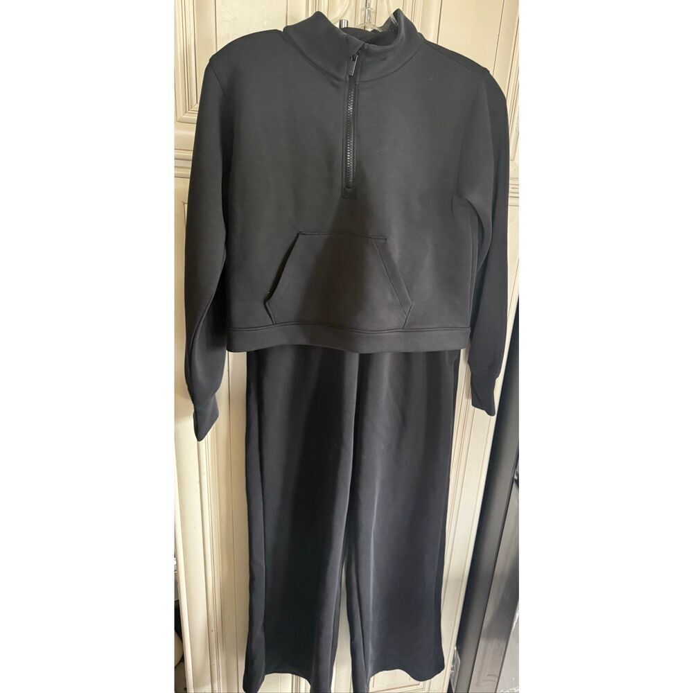 All in Motion Girls Half Zip Sweatshirt Wide Leg Pants Set 2 Piece Black Size 14